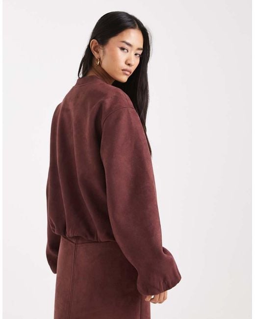 4th & Reckless Purple Super Soft Faux Suede Zip Through Bomber Jacket Co-ord