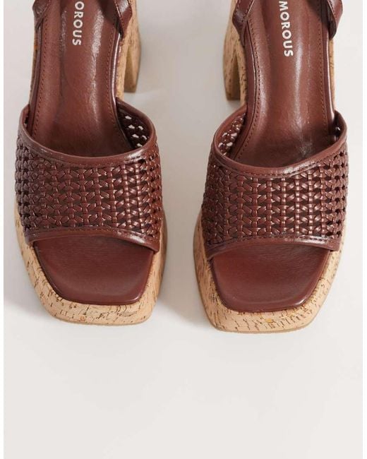 Glamorous Brown Cork Heeled Sandals