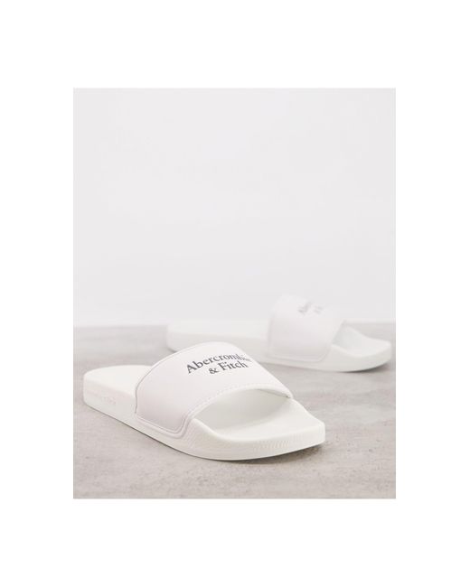 Abercrombie & Fitch White Sliders for men