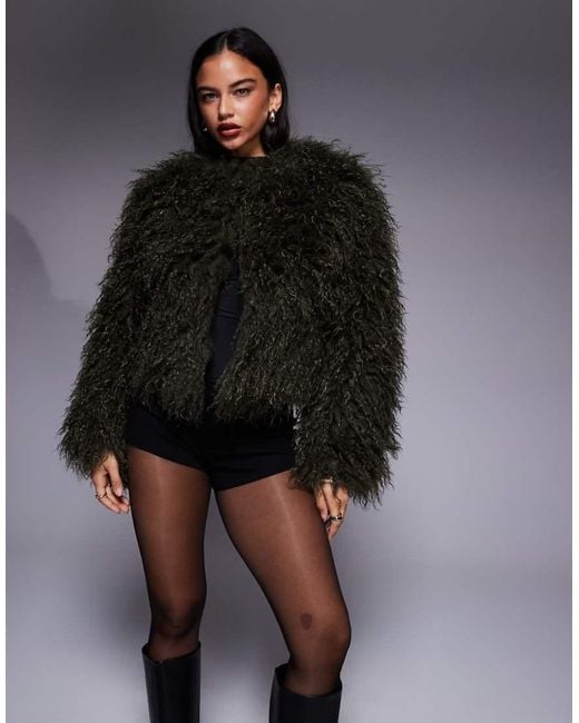 ASOS Multicolor Asos X The Sourced Collection Cropped Faux Fur Coat