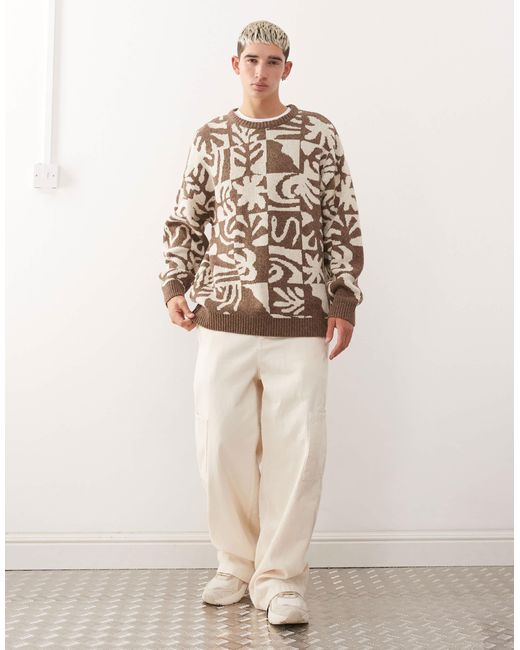 Quiksilver – hall city – jacquard-pullover in Brown für Herren