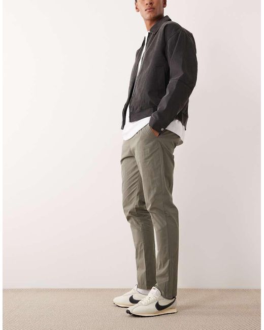 ASOS Brown Slim Pull On Trousers for men