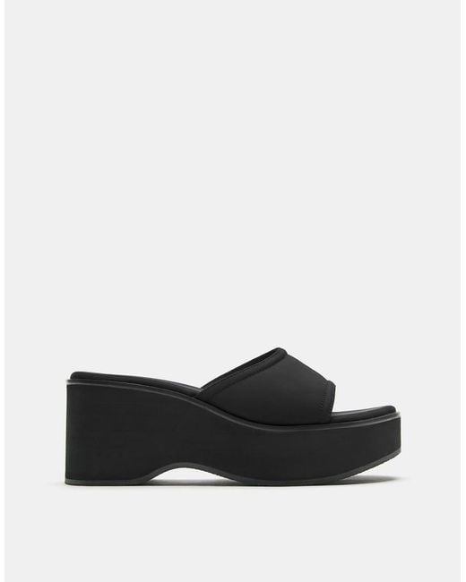 Pull&Bear Black Chunky Platform Mule Sandals