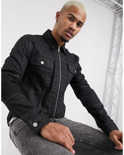 Veste En Jean Avec Empiecements Style Motard Jean Asos Pour Homme En Coloris Noir Lyst