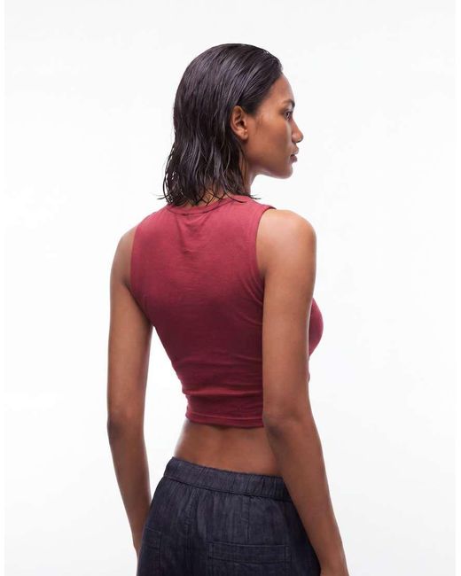 Noisy May Red Twist Front Crop Top