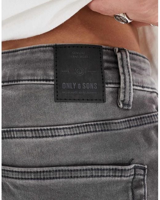 Only & Sons Black Slim Fit Stretch Jeans for men