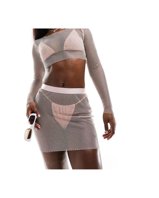 SIMMI Pink Simmi Diamante Netting Mini Skirt