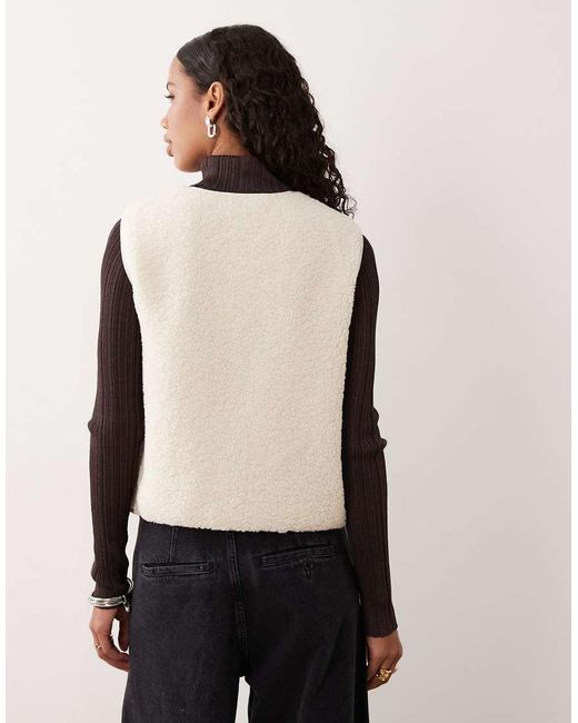 Pimkie Natural Borg Sleeveless Zip Through Vest