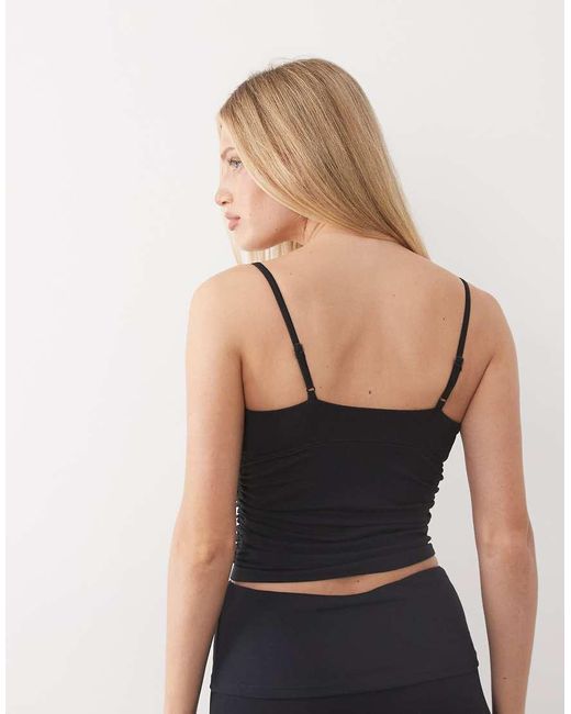 4505 Blue Plush Handle Ruched Side Vest With Inner Bra