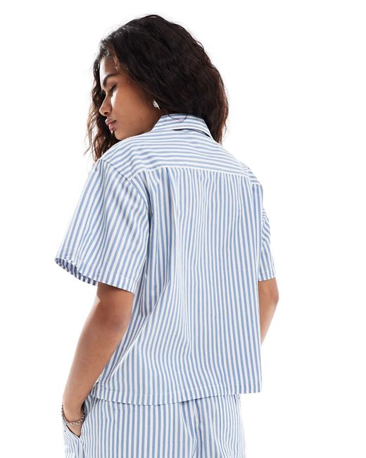 Obey Blue Co-ord Cotton Stripe Shirt