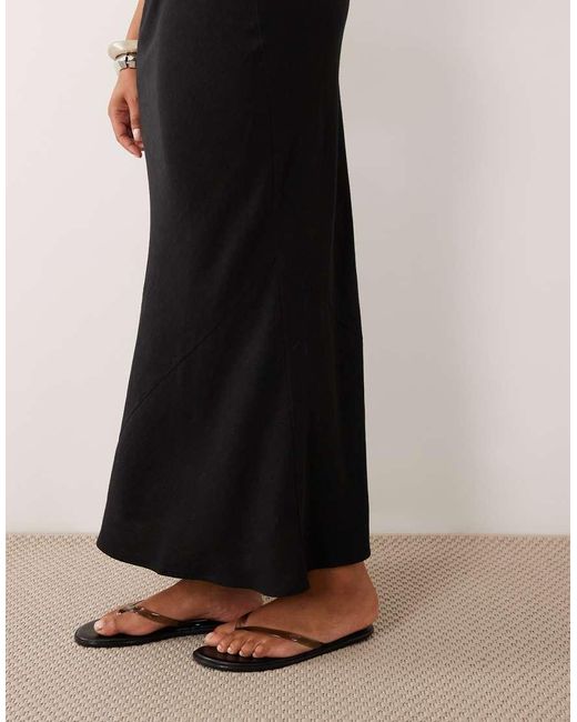 ASOS Black Asos Design Curve Linen Bias Midaxi Skirt