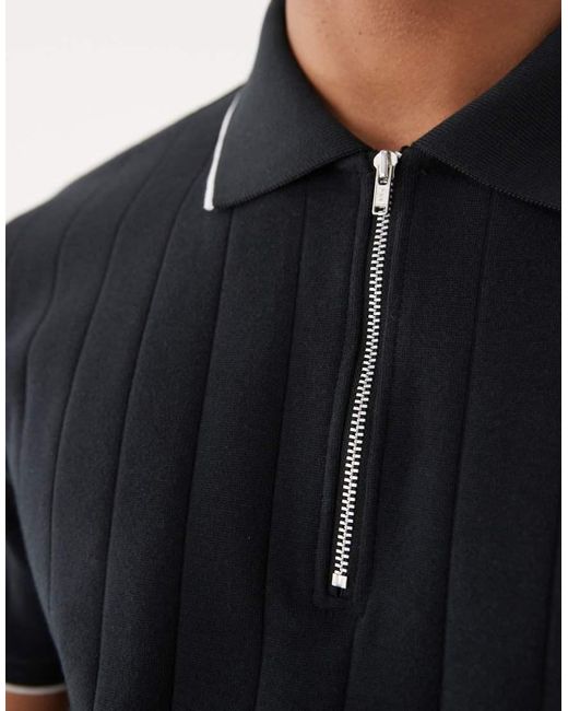 ASOS Black Regular Fit Polo With Zip for men