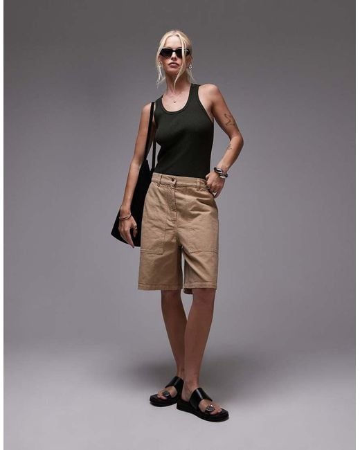 ARKET Gray Cotton Utility Bermuda Shorts
