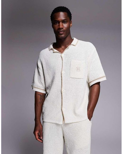 Good For Nothing White Co-ord Knitted Shirt for men