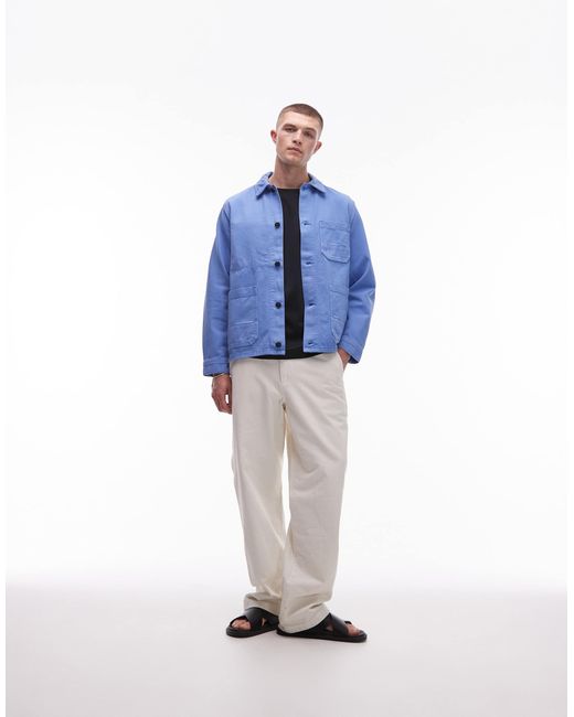 ARKET Blue Overdyed Twill Shacket for men