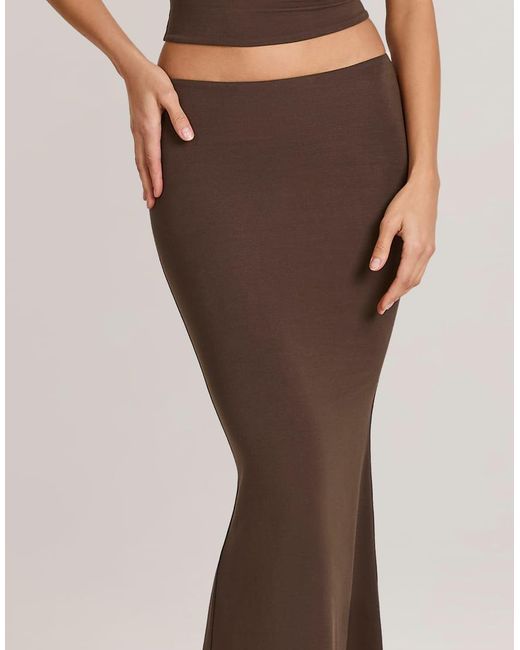 Oh Polly Natural Avenley Jersey Low Rise Maxi Skirt Co-Ord