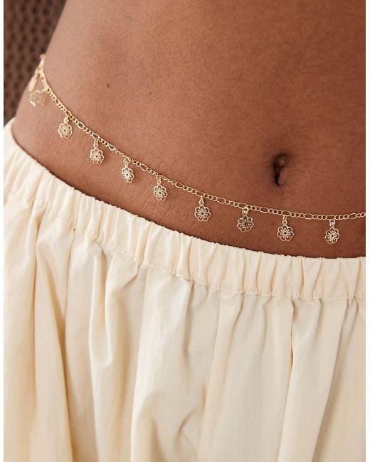 ASOS Brown Belly Chain With Flower Design