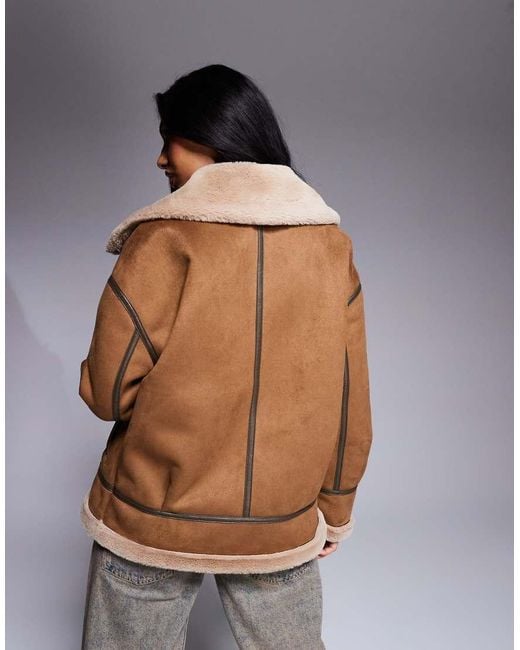 Morgan Brown Faux Suede Shearling Jacket