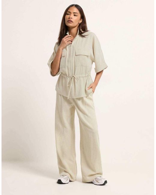 PixieGirl Natural Petite Funnel Neck Shacket