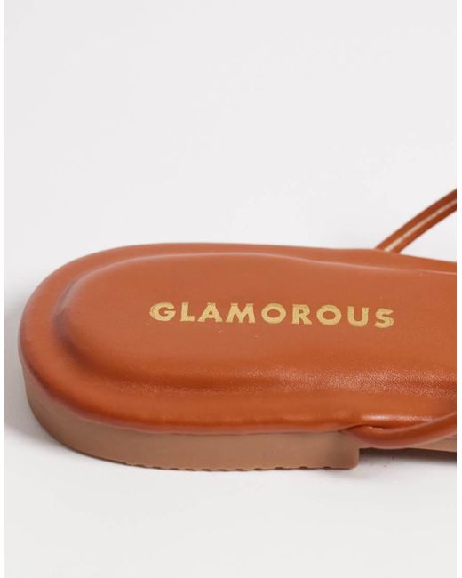 Glamorous Brown Flat Sandals With Gold-tone Detailing