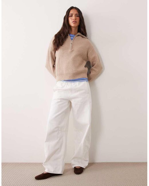 Mango Natural Quarter Zip Jumper