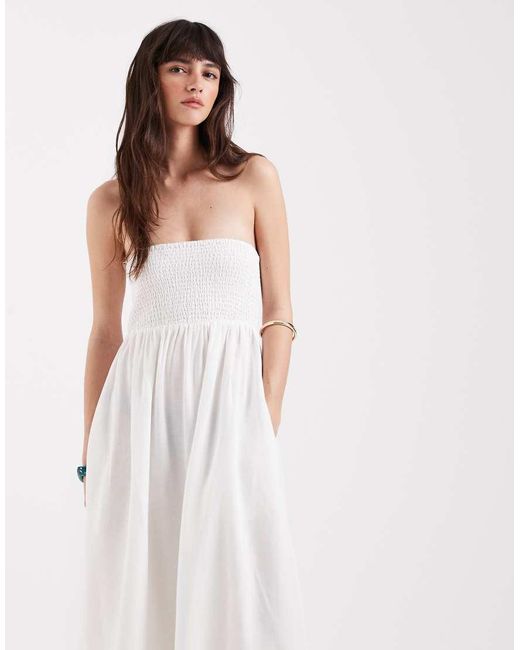 Aware White Boho Bandeau Maxi Dress
