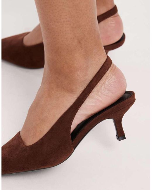 SEQWL Wide Fit Brown Maybach Slingback Kitten Heels