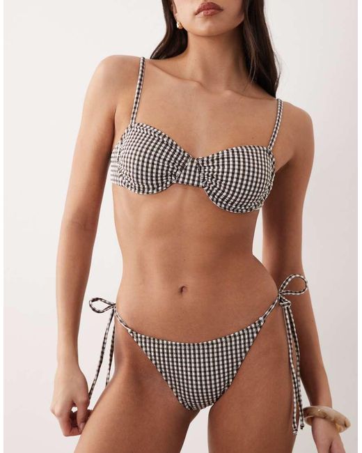 Candypants Natural Gingham Print Tieside Bikini Bottom