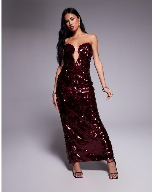 Bardot Red Braya Sequin Midi Dress