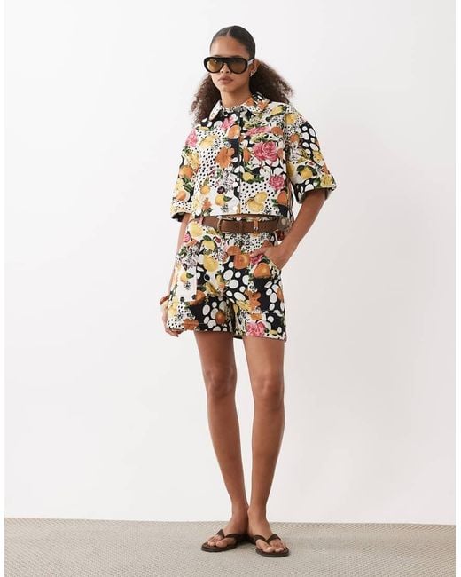 ASOS White Denim Seam Front Short Co-ord