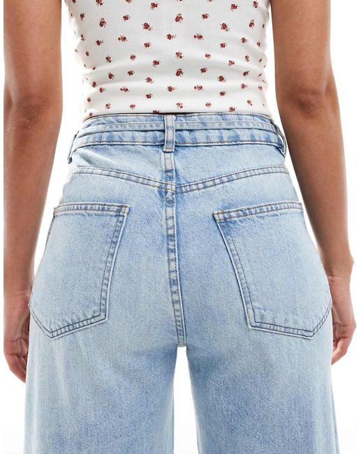 Vaqueros De Pernera Barrel Con Lavado Pálido Y Cinturón De -Azul ASOS de color Blue
