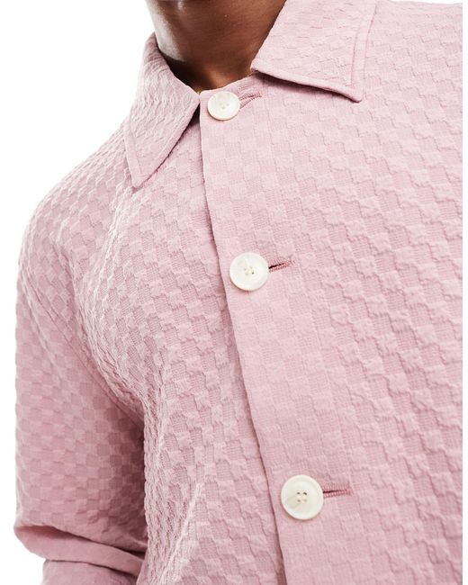 ASOS – elegante, schmal geschnittene trucker-jacke in Pink für Herren