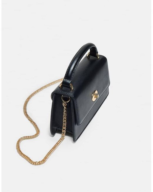 Stradivarius Blue Rigid Crossbody Bag With Metal Clasp