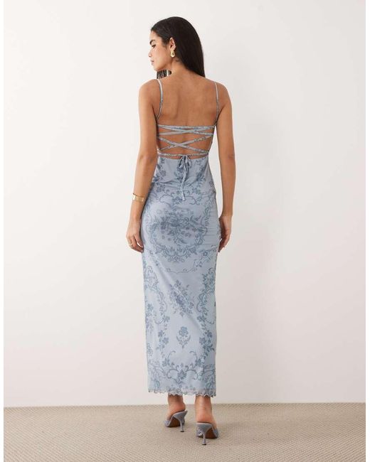 ASOS Blue Mesh Cami Maxi Dress