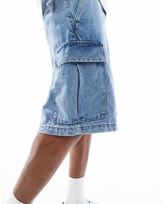 Jack & Jones Blue baggy Cargo Denim Short for men