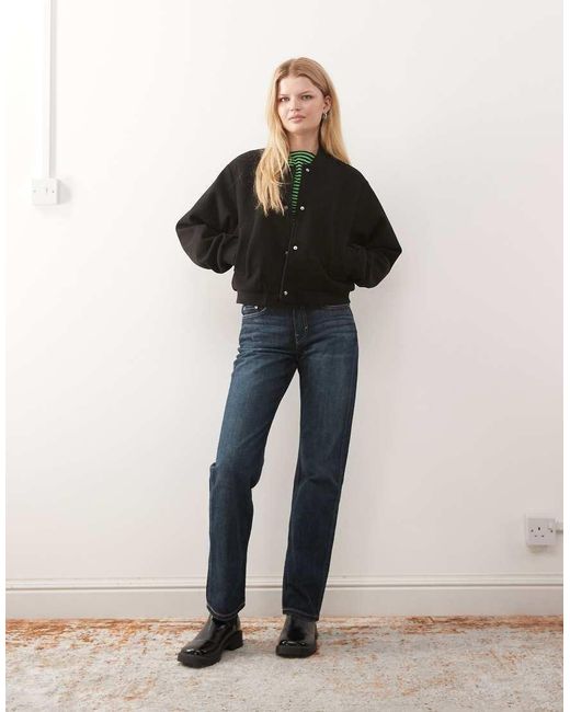 Noisy May Black Lightweight Brushed Bomber Jacket