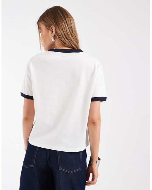 Lacoste White Central Logo Ringer T-shirt