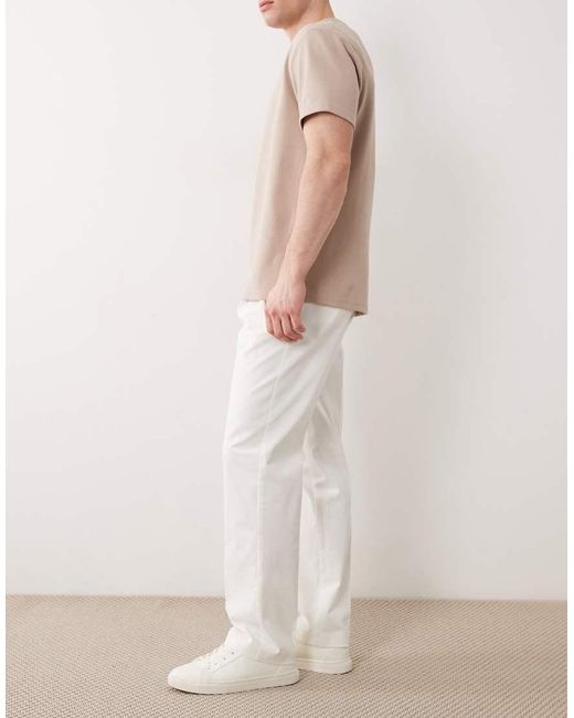 ASOS White Tailored Cotton Rich Straight Leg Chino Trousers for men