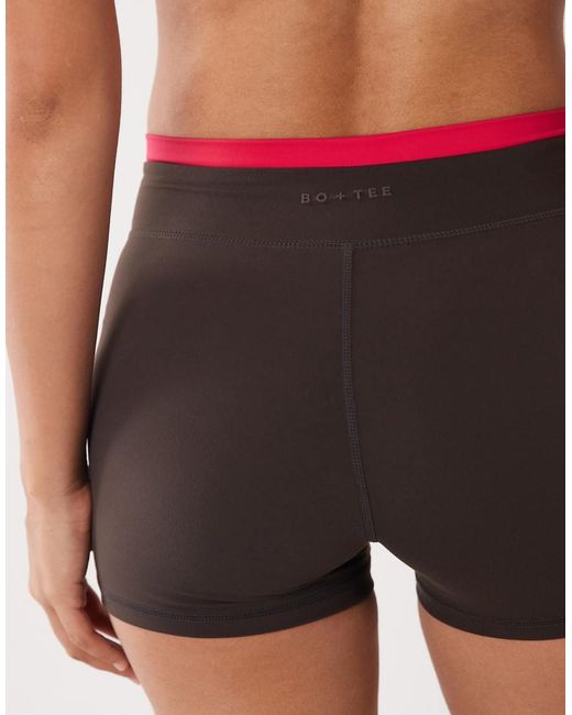 BO+TEE Brown Bo+tee Soft Active Wrap Waist Contrast Detail Shorts