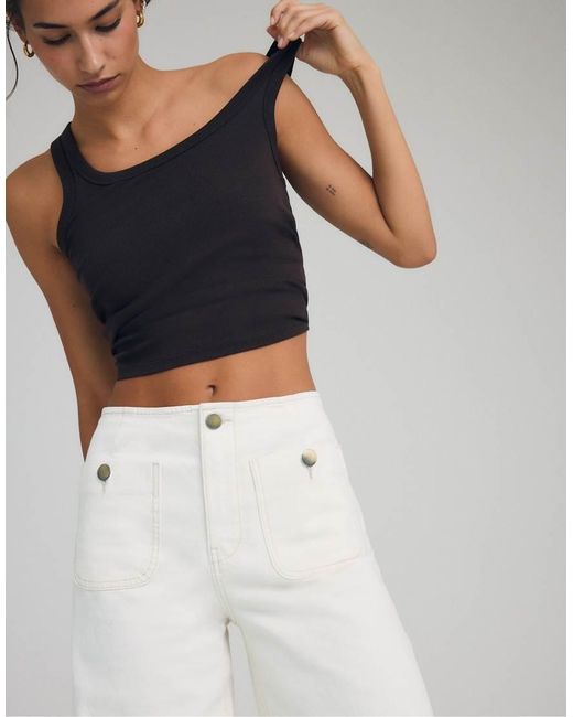 Stradivarius White Tall D77 Minimalist Jeans With Pockets