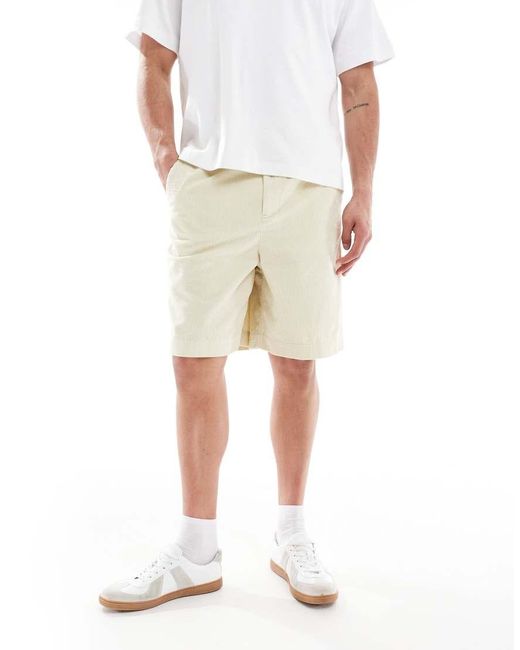 ASOS Natural Long Length Corduroy Shorts for men