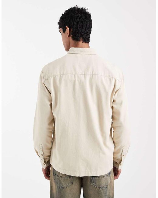 ASOS Natural Overshirt With Workwear Badging for men