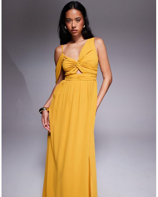 TFNC London Multicolor Asymmetric Maxi Dress With Drape Back