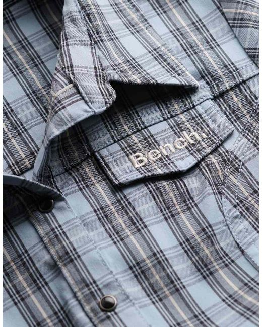 Bench x Superdry & Co Blue Fitted Check Short Sleeve Shirt
