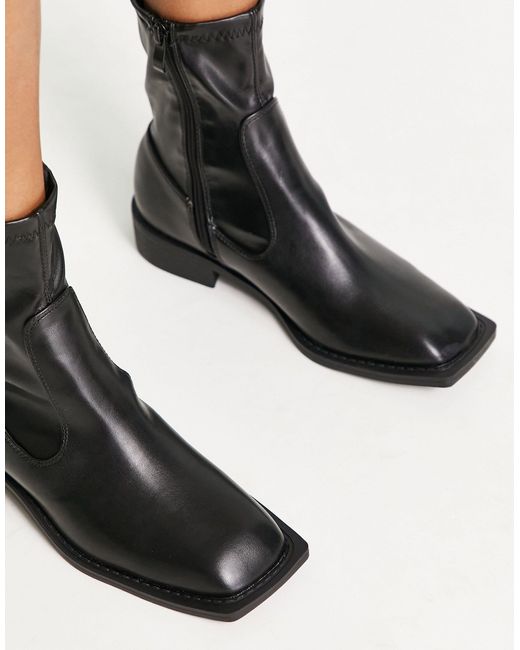 Annelien - stivali a calza neri con punta squadrata di Raid in Black