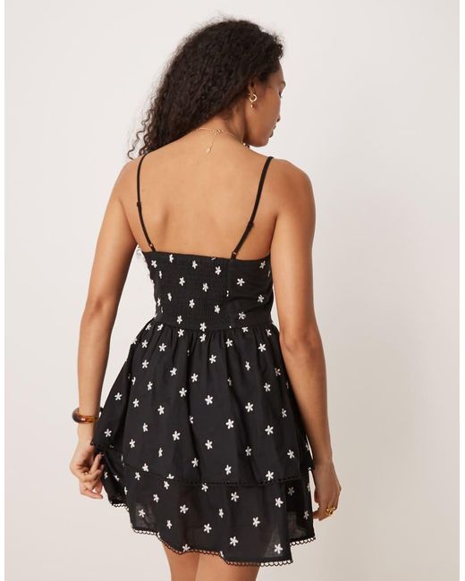 Gina Tricot Black Strappy Tiered Ruffle Summer Mini Dress