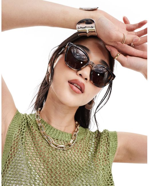 & Other Stories Green Oversized Square Sunglasses