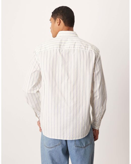 Abercrombie & Fitch White Long Sleeve Preppy Chest Graphic Shirt for men