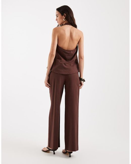 4th & Reckless Purple Linen Blend Tailored Pleat Front Wide Leg Pants