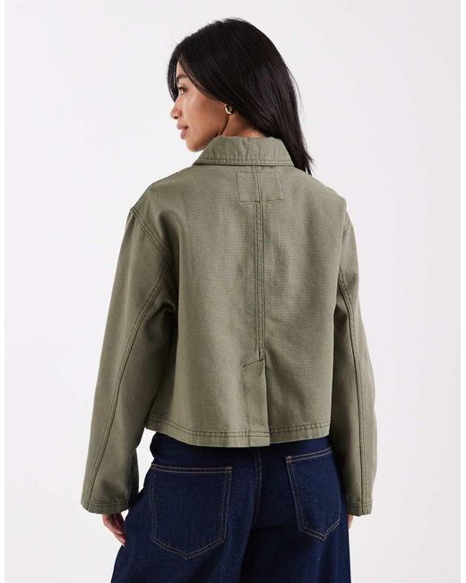 ASOS Green Asos Design Petite Short Cotton Harrington Jacket